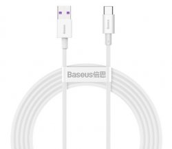 USB till USB C Quick Charge 6A 66W Vit 2 Meter BASEUS