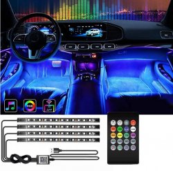 RGB LED Strip för bilens interiör 4x LED-list Fjärrkontroll | musiklägen