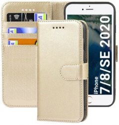 Plånboksfodral iPhone SE 2020 Guldfärgad med Ställ