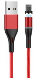 Magnetkabel USB till Lightning Röd 3A 1 Meter