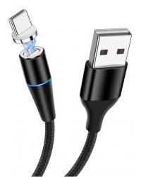 Magnetkabel USB till USB-C Svart 5A 1 Meter